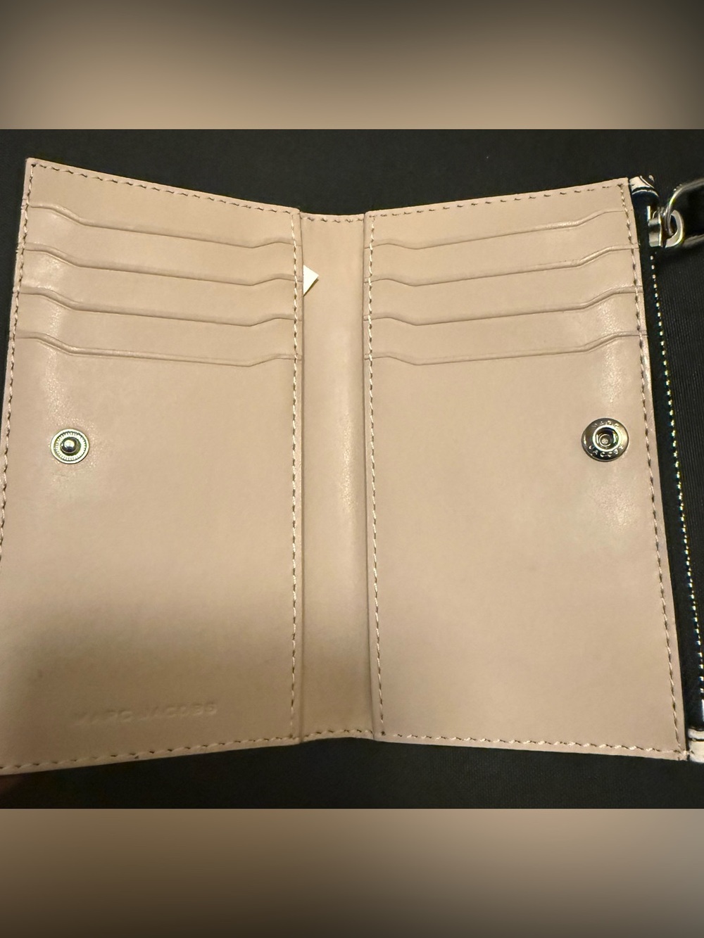 Marc Jacobs Beige Pebbled Leather Card Case with Colorful Sticker Motifs - Picture 2 of 2